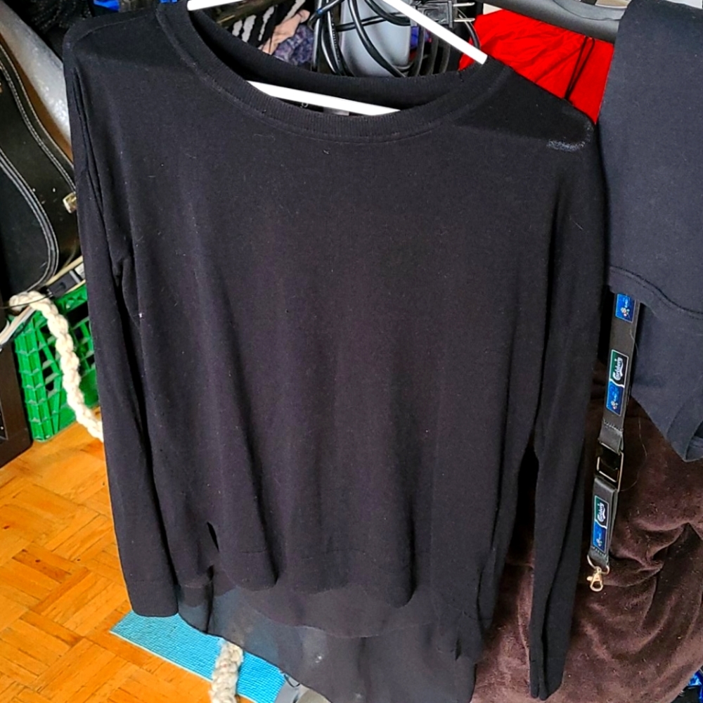 Sheer top w/ attached sweater